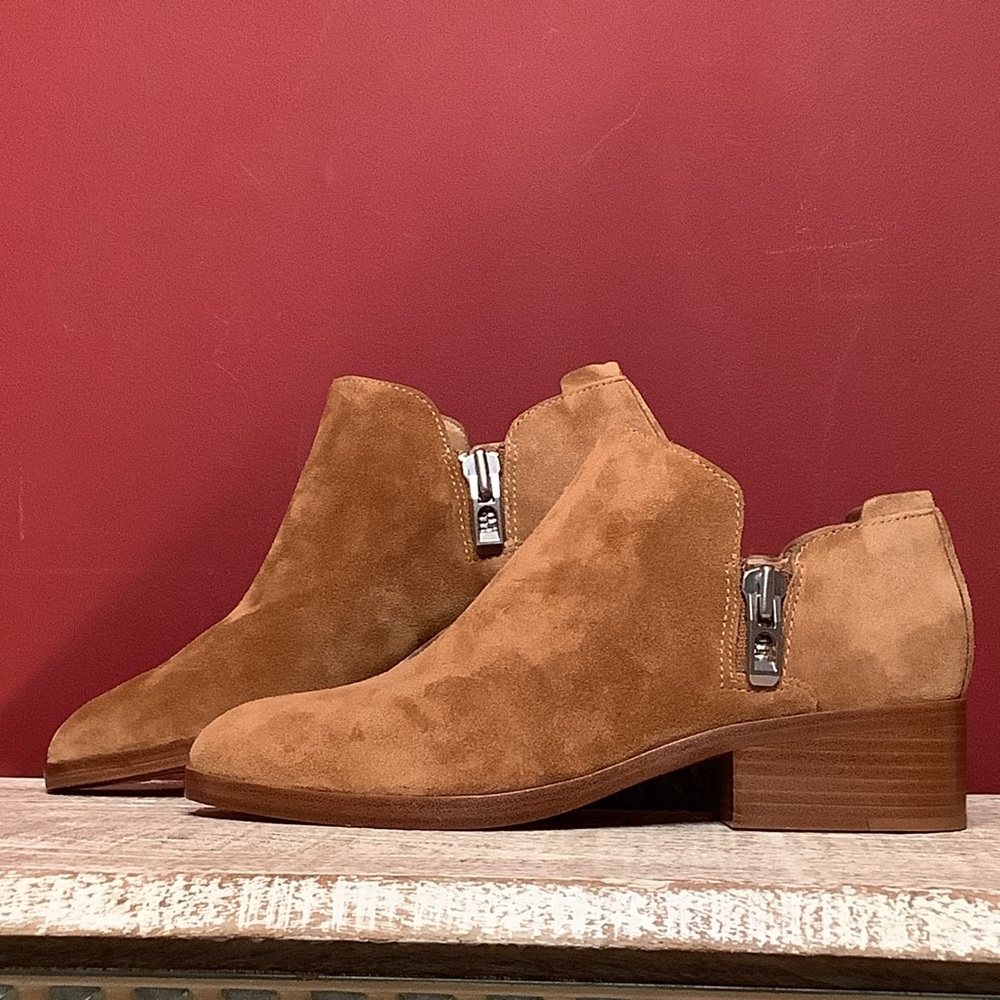 3.1 Phillip Lim Alexa Tobacco Ankle Boots Dual Logo Zippers Leather Rubber Sole
